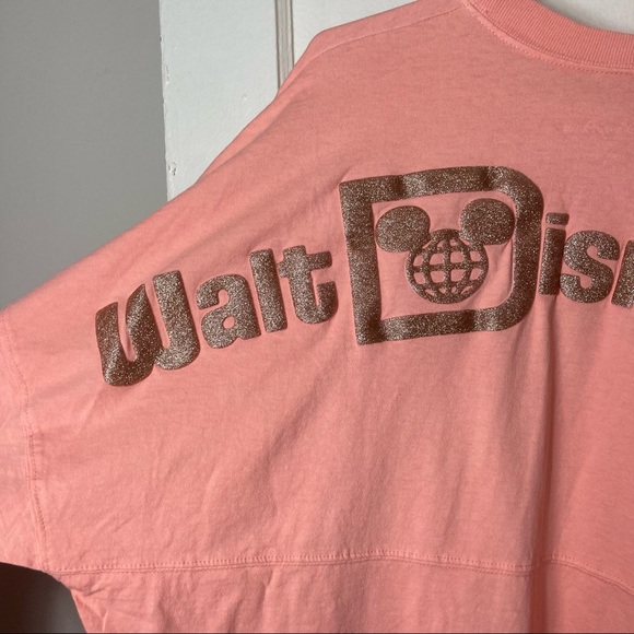 Disney parks spirit jersey coral pink gold glitter puff paint size L - Picture 8 of 11